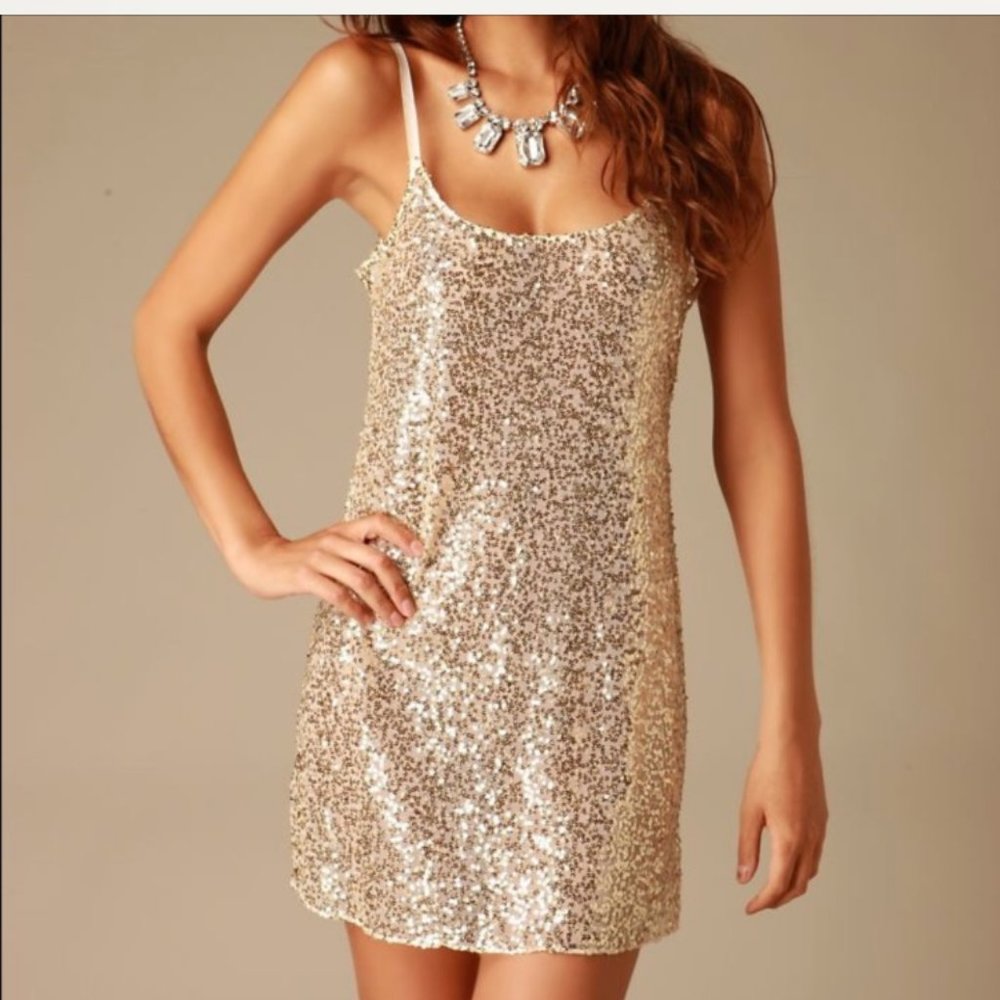 Free People Gold Sequin Slip Dress Tunic
